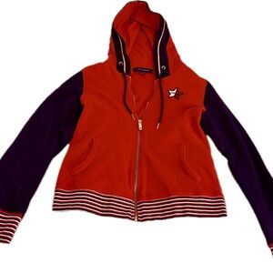 Tommy Hilfiger Red and Navy Blue Zip-Up Hoodie